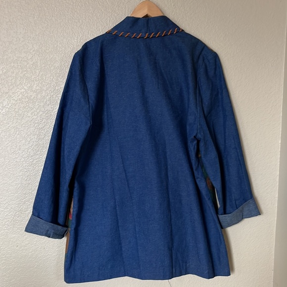 Diamond L Western Wear Patterned Denim Jean Jacket sz L - Picture 3 of 9